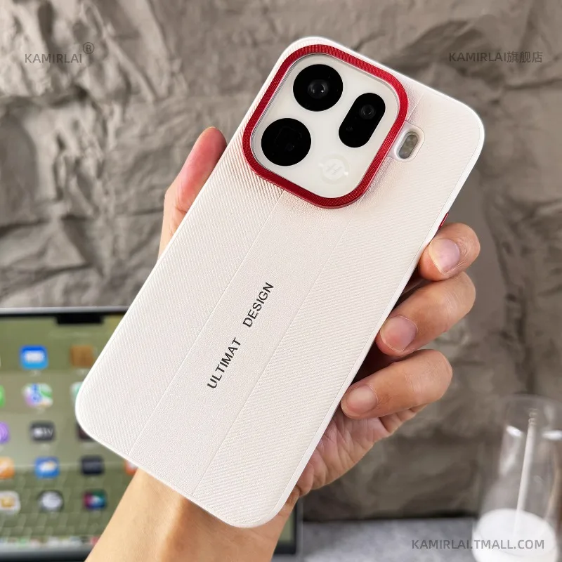 Für OPPO Find X9 Pro Find X9S Hülle Einfache Matte Streifen PU-Leder Silikon Handyhülle Neues Modell Metall-Kameraschutz Stoßfest