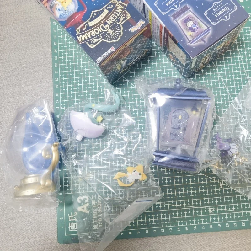 RE-MENT Pokemon Lantern Perspective Mini Scene Figurines Small Fire Dragon Pikachu Home Desktop Decoration Collectibles