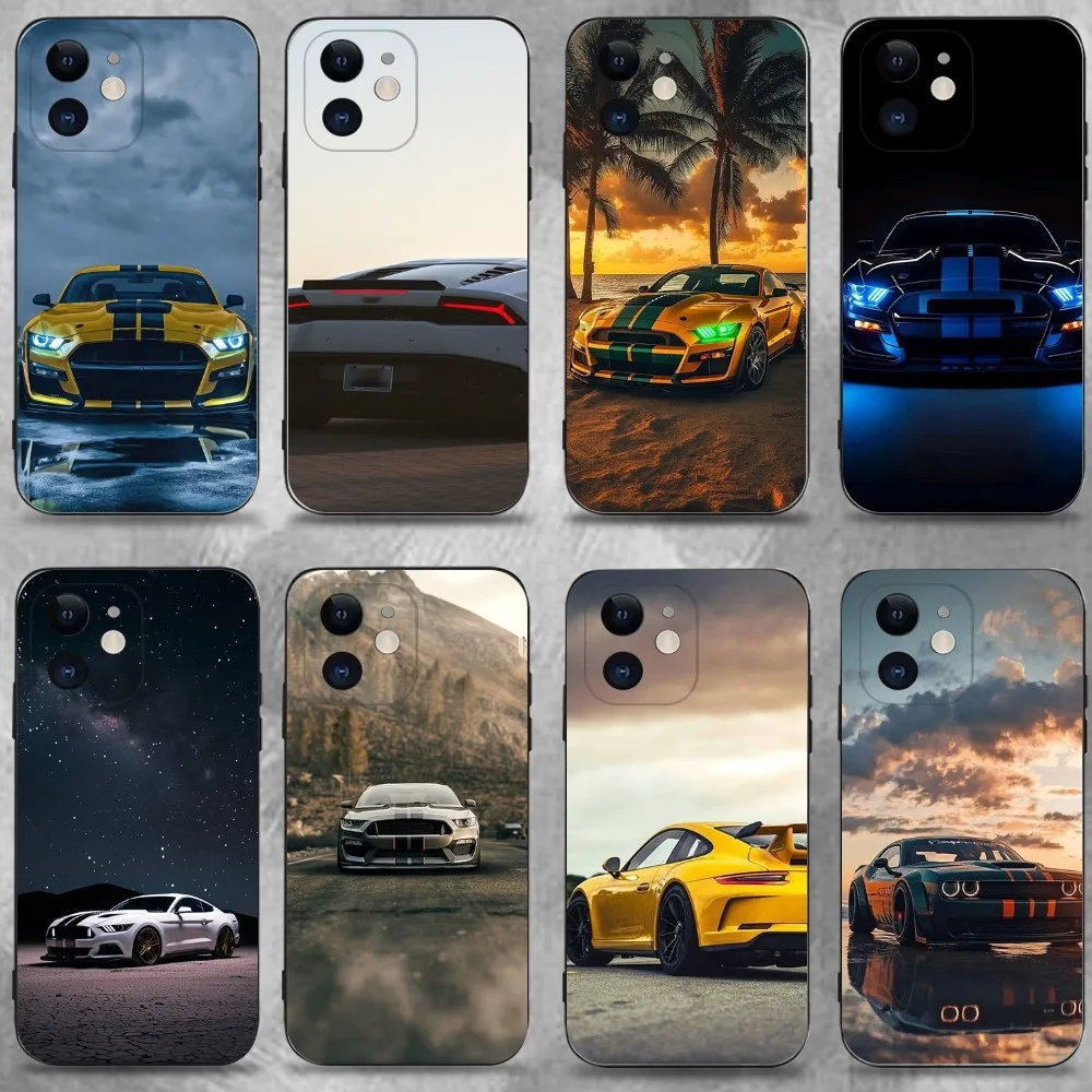 

S-ShelbyS M-MustangS GT Phone Case For iPhone 16,15,14,13,12,11 Plus,Pro Max,XS,X,XR,SE,Mini,8,7,Soft Silicone Black Cover