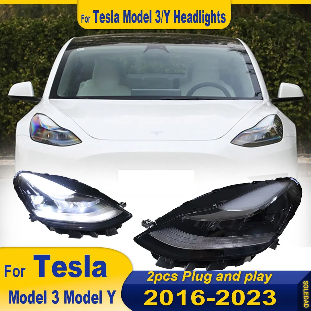 

Car Headlight For Tesla Model 3/Y 2016 2017 2018 2019 2020 2021 2022 2023 LED HeadLamp Upgrade DRL Dynamic Front light Assembly