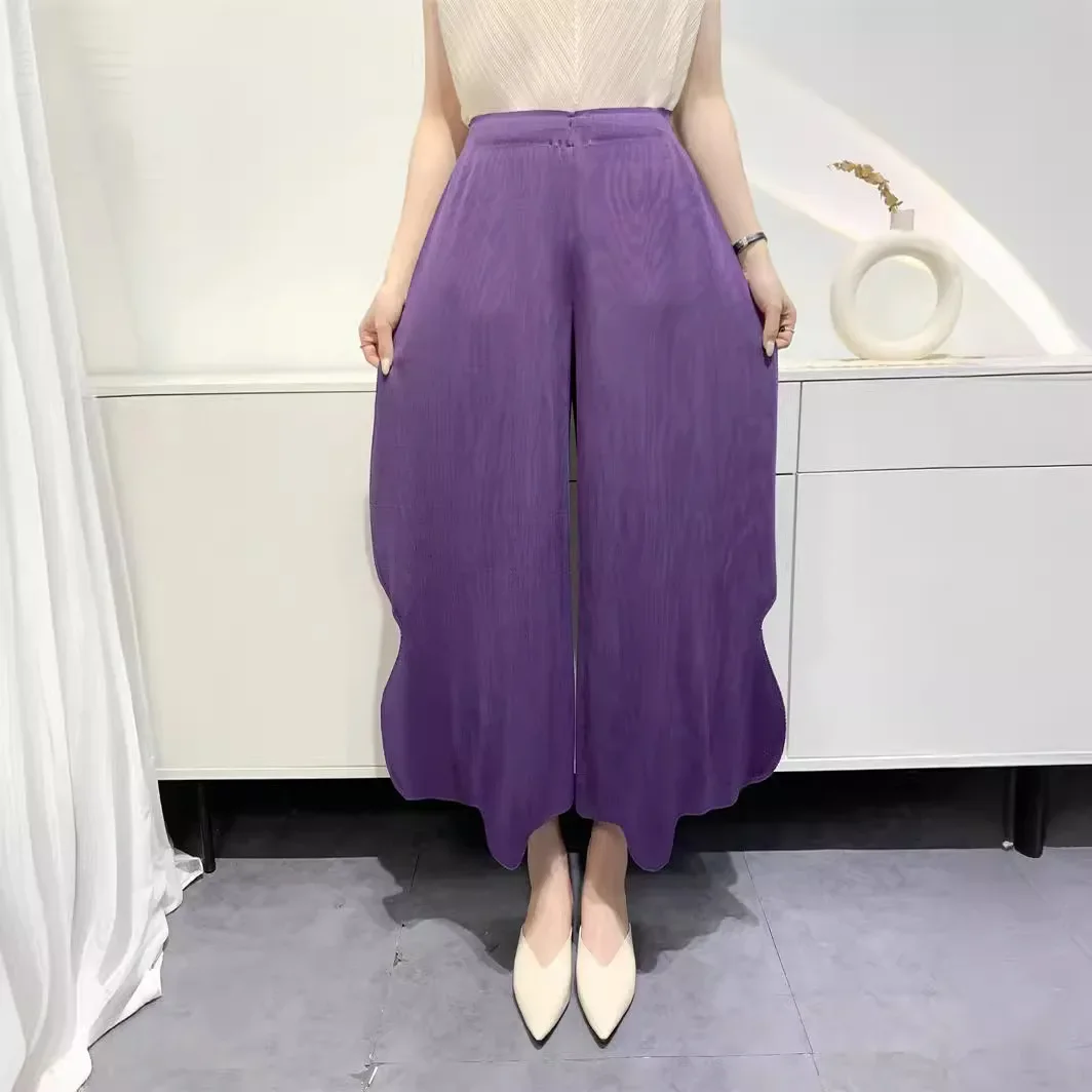 

Pleats Original Pleated Pants Female 2024 Summer New Nine-minute Pants Loose Wide-leg Toothpick Irregular Skinny Clothing