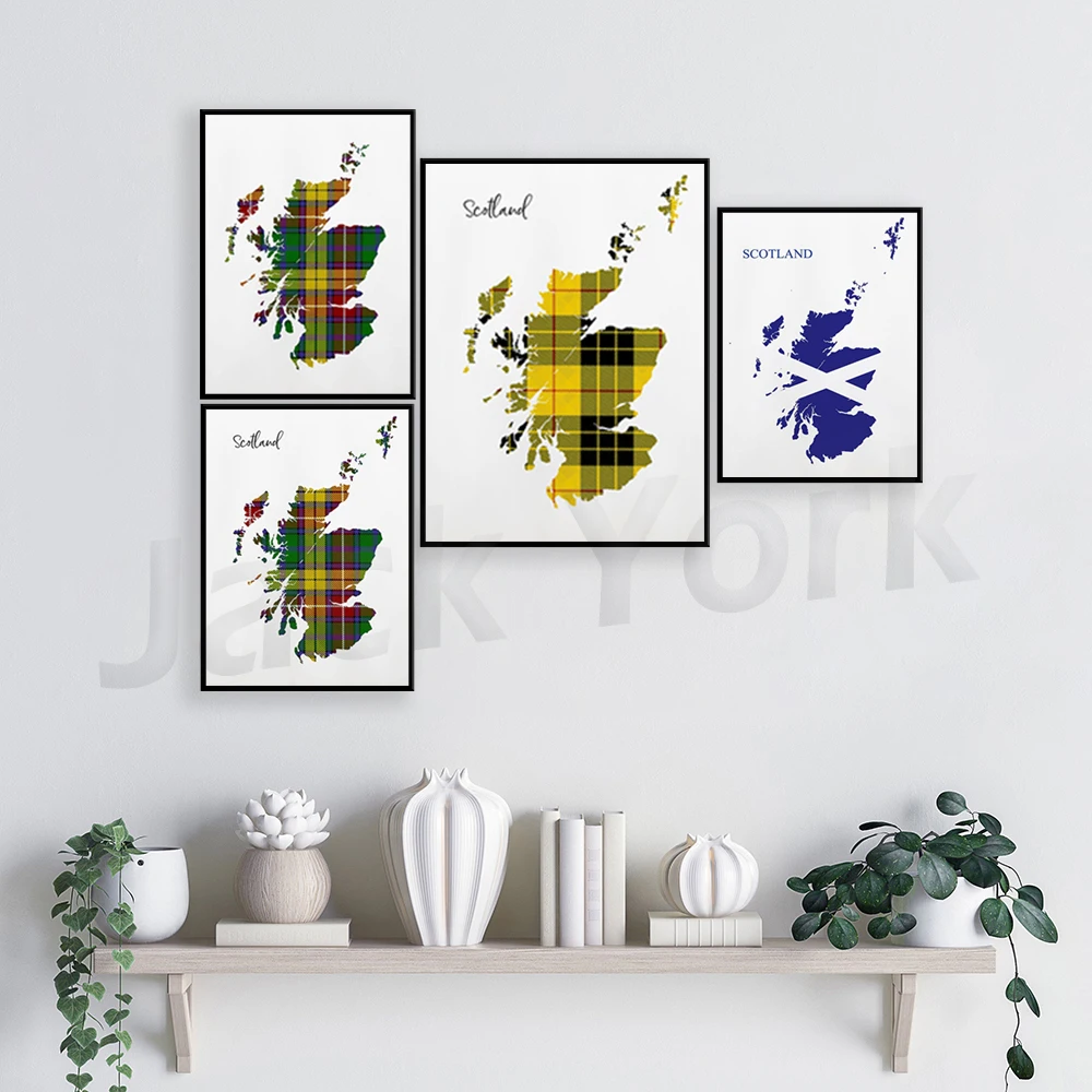 Scottish Tartan Print, Clan Tartan Scottish Map Print , Tartan Wall Art, Scottish Tartan Wall Print,Scotland, Scottish