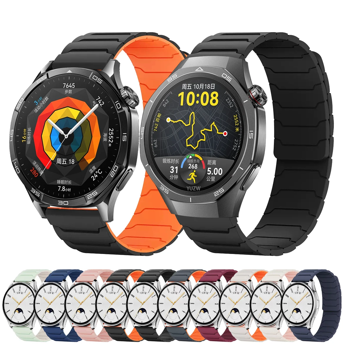 الفرقة المغناطيسية لساعة هواوي GT 5 4 3/5 4 Pro 46 مللي متر GT3 2 42 مللي متر سيليكون حلقة حزام ل الشرف ماجيك 4 ساعة 22 مللي متر 20 مللي متر حزام الساعات