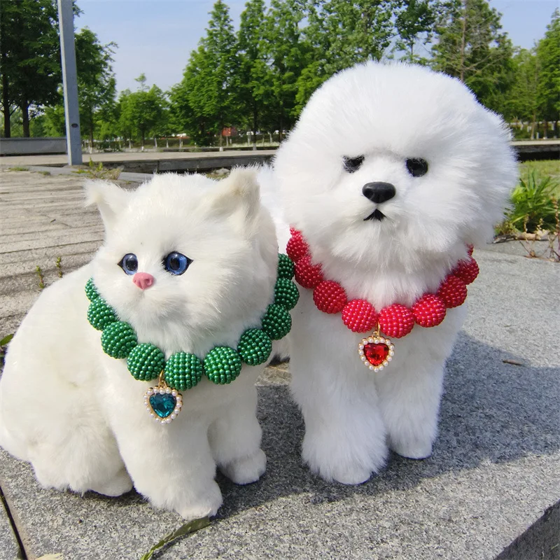 

Fashion imitation pearl beaded dog collar cute puppy cat pet decorative accessories