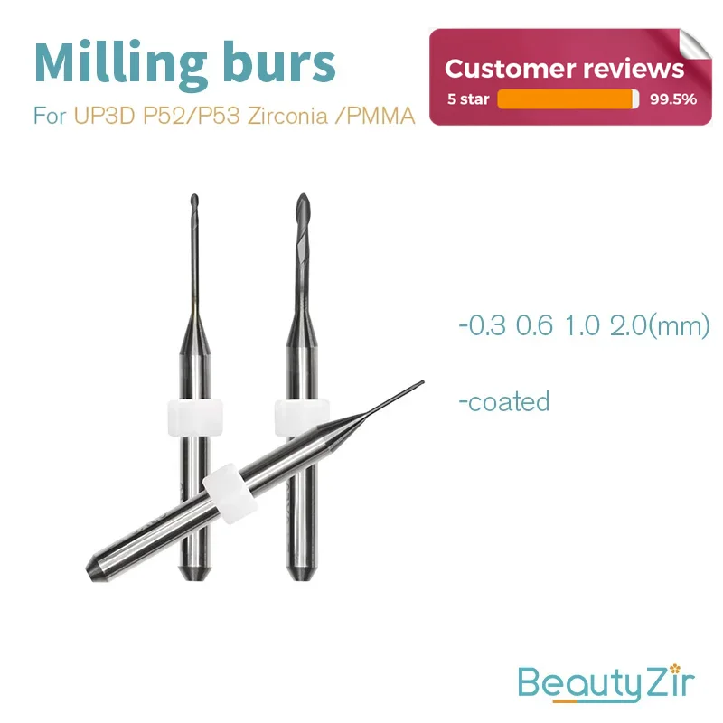 Milling burs UP3D Zirconia /PMMA Milling Burs For CAD CAM dental milling cutters 2 pieces