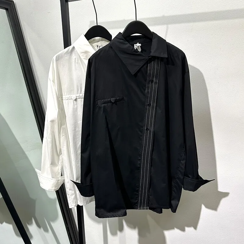 New Design Striped Contrast Color Long Sleeves Shirt Japanese Style Popular Trendy Casual
