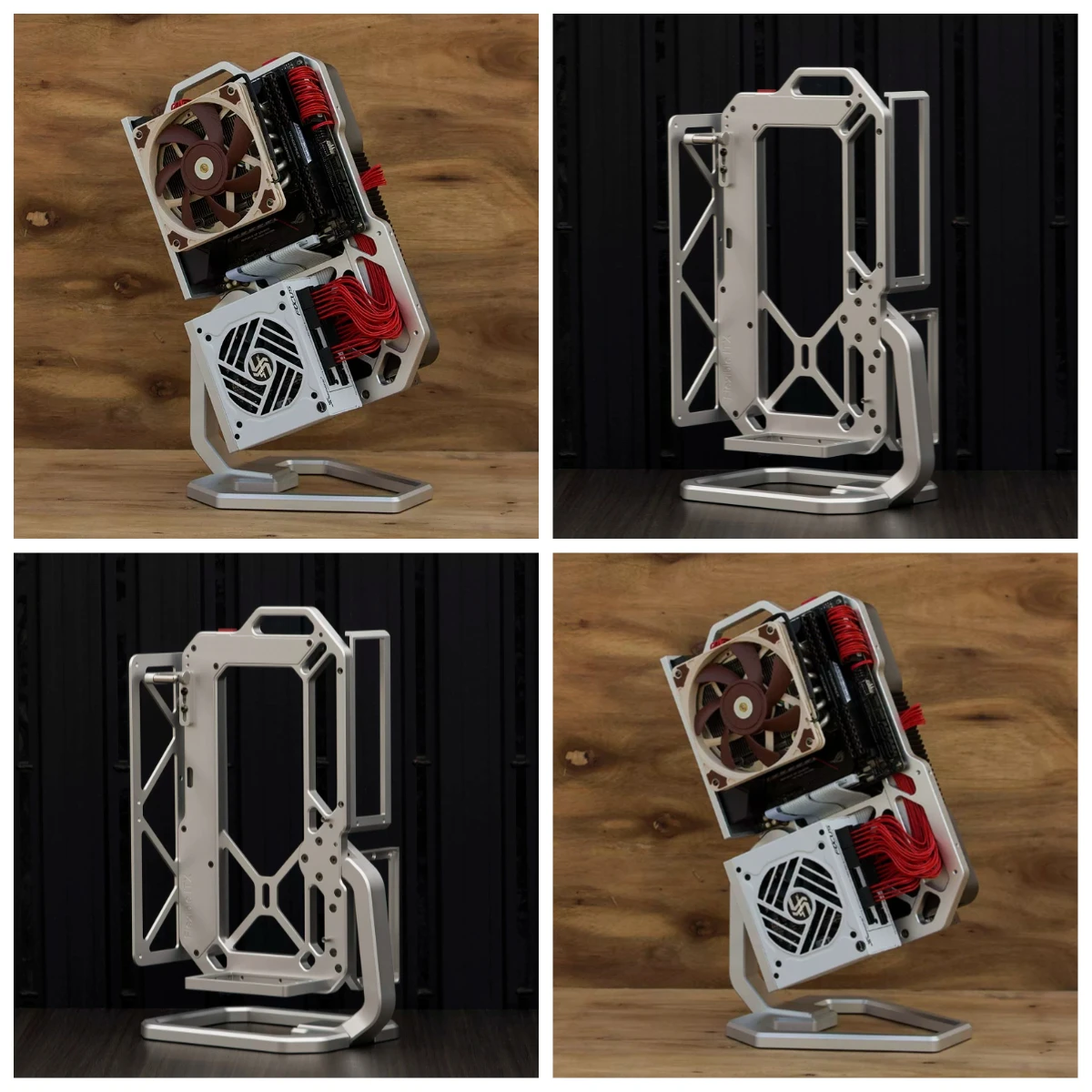 FlexAI4 Open ITX Aluminum Computer Rack Case SFX Adjustable Elevation Desktop Gaming Mini High End