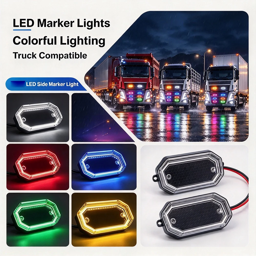 OEM 12V Abyss LED Side Marker Dual Color Running Light Waterproof For Scania Volvo Trailer Lorry Truck SUV Clearance Lamp