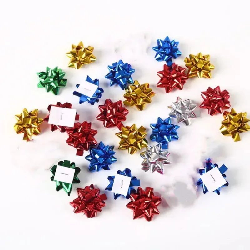 50/100pcs Mini Star Bow Gift Wrap Bow for New Year Colorful Bows Valentine\'s Day Gift Wrapping Adornments Adhesive Flowers Decor