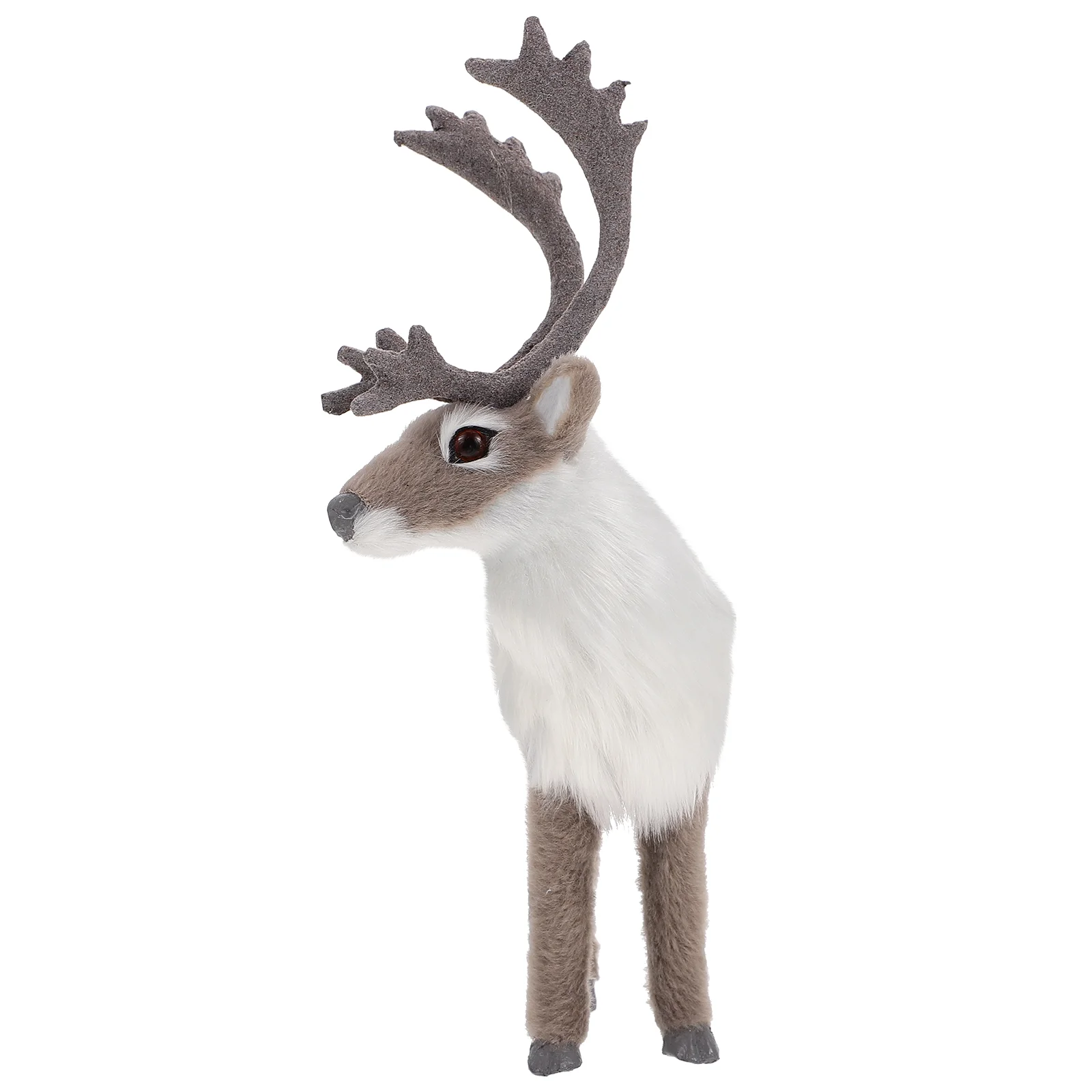 

Christmas Figurines Simulation Elk Decoration Decorations Lifelike Animal Model Grey Plastic Faux Fur Xmas Deer Ornament