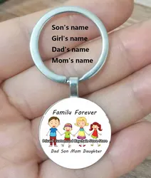 Família Adorável Chaveiro, Presente Família, Pais e Filhos, Saco das Meninas, Presente Encantador, Nome Personalizado, Aniversário, Novo