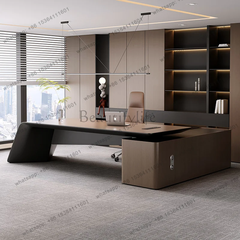 Luxury Lshaped Office Desk Computer Reception Shelves Study Office Desk Conference Bedroom Mesa Ordenador Commercial Furniture