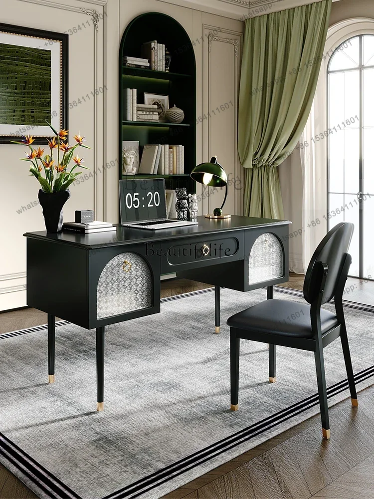 

pg45Французский ретро-стол, черный учебный стол, 2024, новый высококачественный