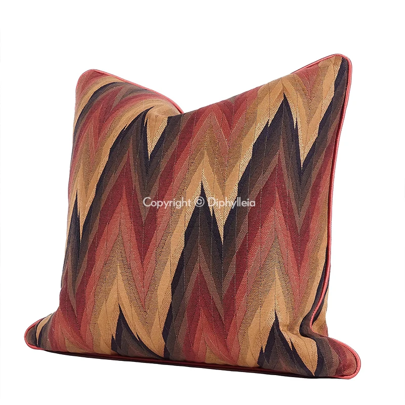 Diphylleia Painstakingly Design Gradient Ombre Cushion Cover Orange Yellow Geometry Embroidered Pillow Case Modern Upholstery