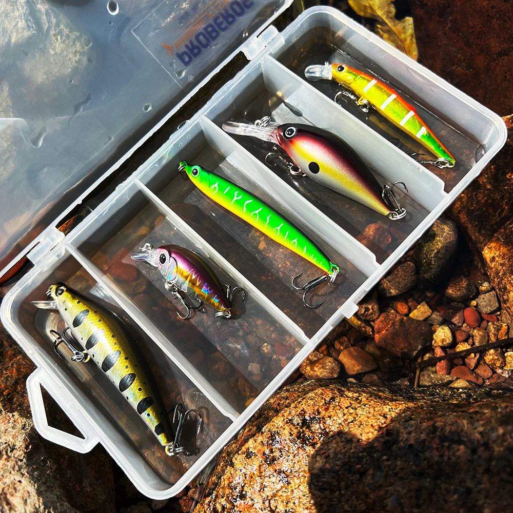 5pcs Fishing Lure Set Minnow Pencil Rock Simulation Lure Bait Combo Kit with PP Box for Beginners