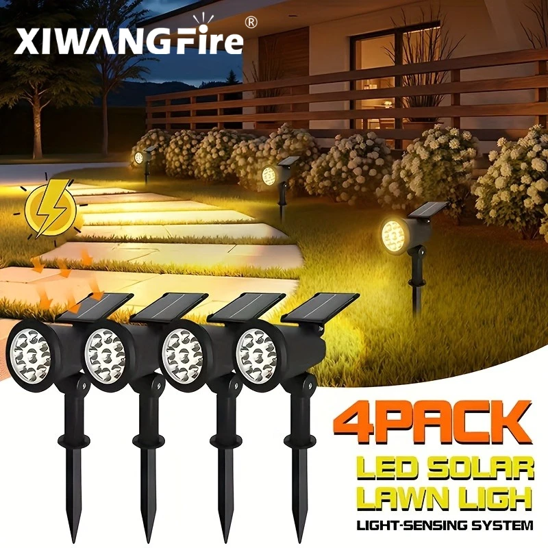 1/2/4PCS Solar Powered 9LED Lamp Adjustable Solar Spotlight In-Ground IP65 Waterproof Landscape Wall Light Outdoor Lighting