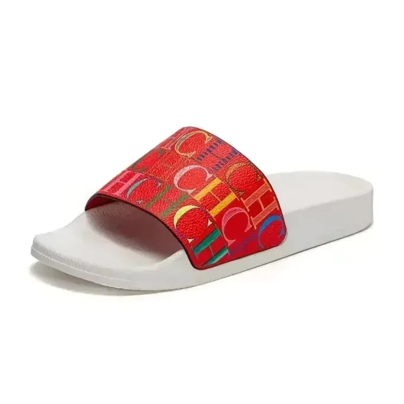 

CH новые трендовые женские тапочки, модные высококачественные пляжные шлепанцы с буквенным принтом, женские шлепанцы с несколькими сценами