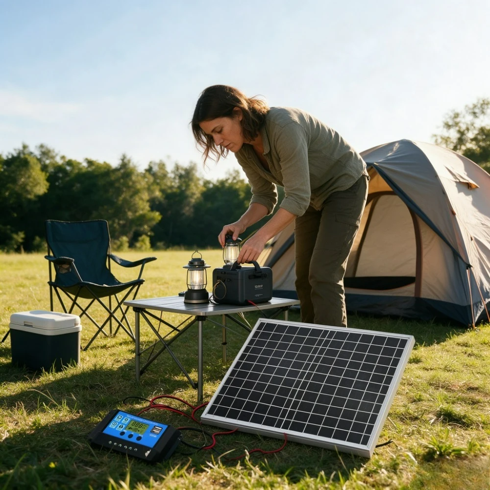 Outdoor Off Grid Solar Generation Kit 12W Monocrystalline Aluminum Solar Panel 12V Smart Charge Controller Portable Power Supply