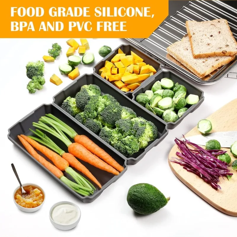 1Set Silicone Sheet Pan Set, XOMOO Extra large size 4PCS Nonstick Silicone Dividers for Baking Trays, Baking Pan Dividers, Baking Cooking Accessories for Oven Dinner Prep, Dishwasher Safe Air Fryer Safe