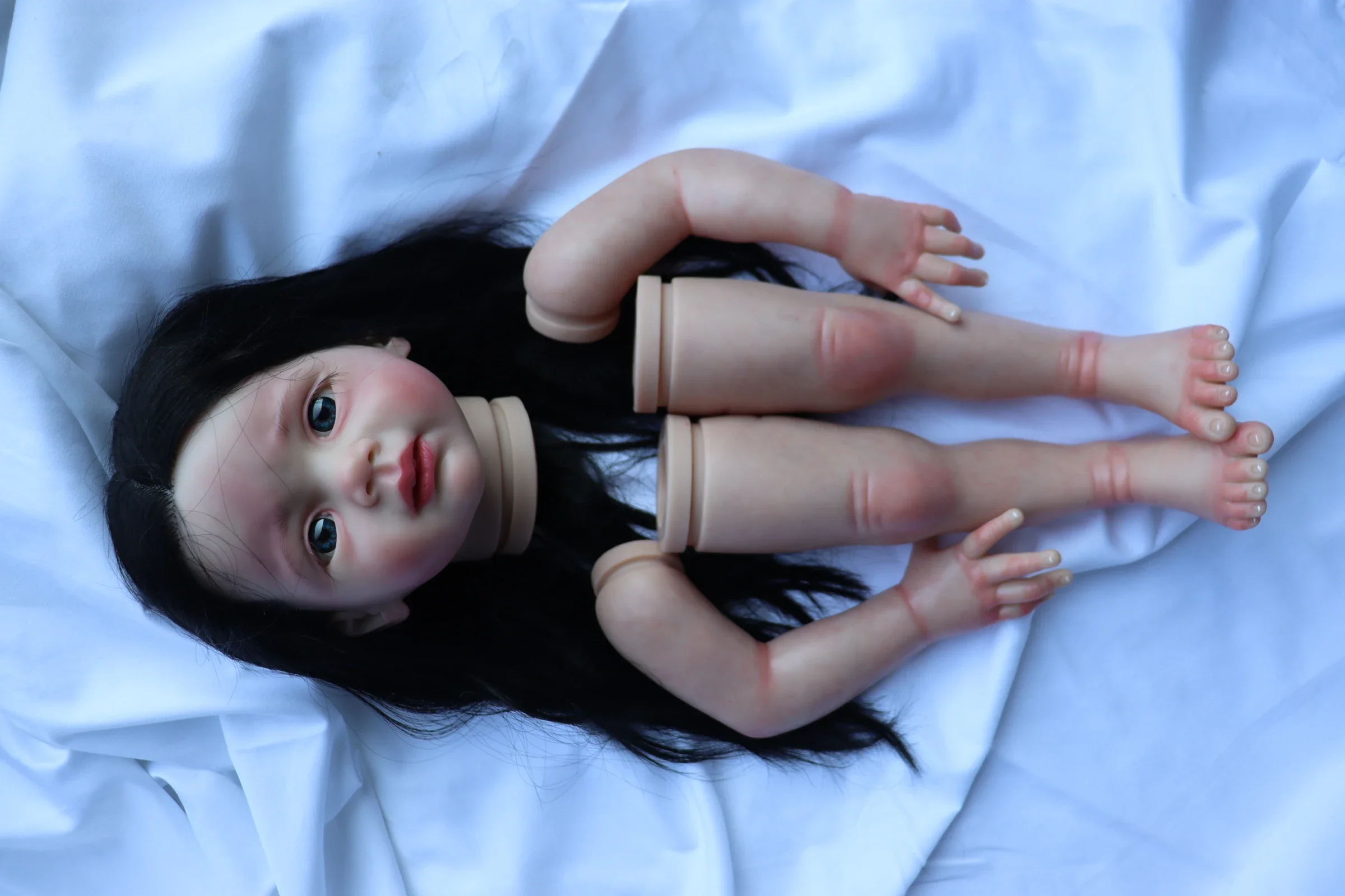 여아용 하이 퀄리티 아티스트 인형, 조립되지 않은 키트 인형, 크리스마스 선물, 아티스트 페인팅 베베, 검은 머리, 다시 태어난 프리치