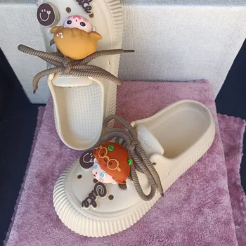 여성용 두꺼운 밑창 정원 신발 활, 두꺼운 밑창 올림 슬리퍼, 캐주얼 미끄럼 방지 비치 슬리퍼, 부드러운 밑창 플롭, 2024 여름