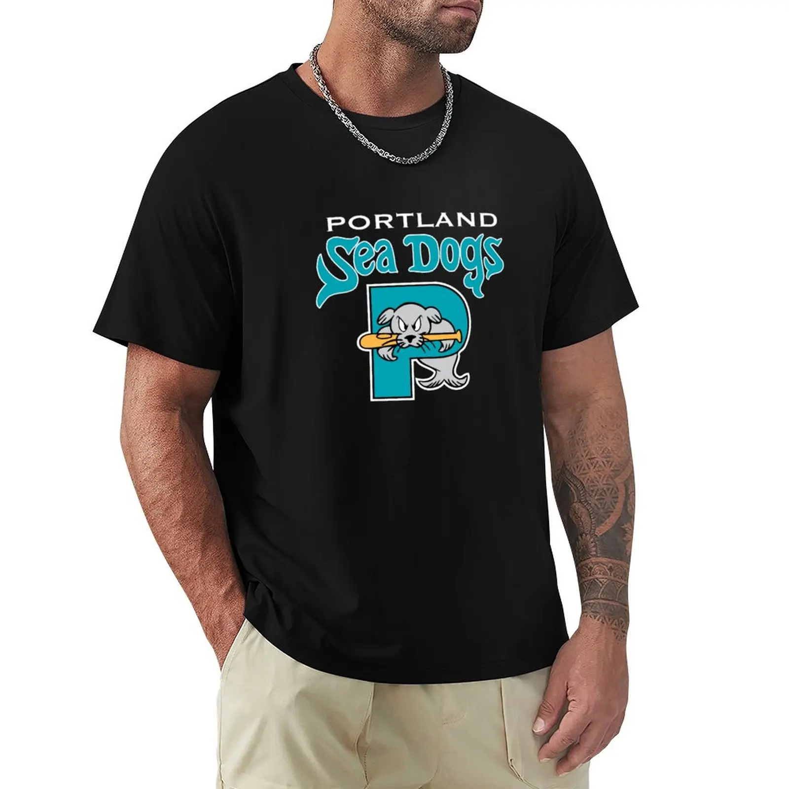 90&x27;s throwback Portland Sea Dogs T-Shirt Breathable Basic Cotton T-Shirt