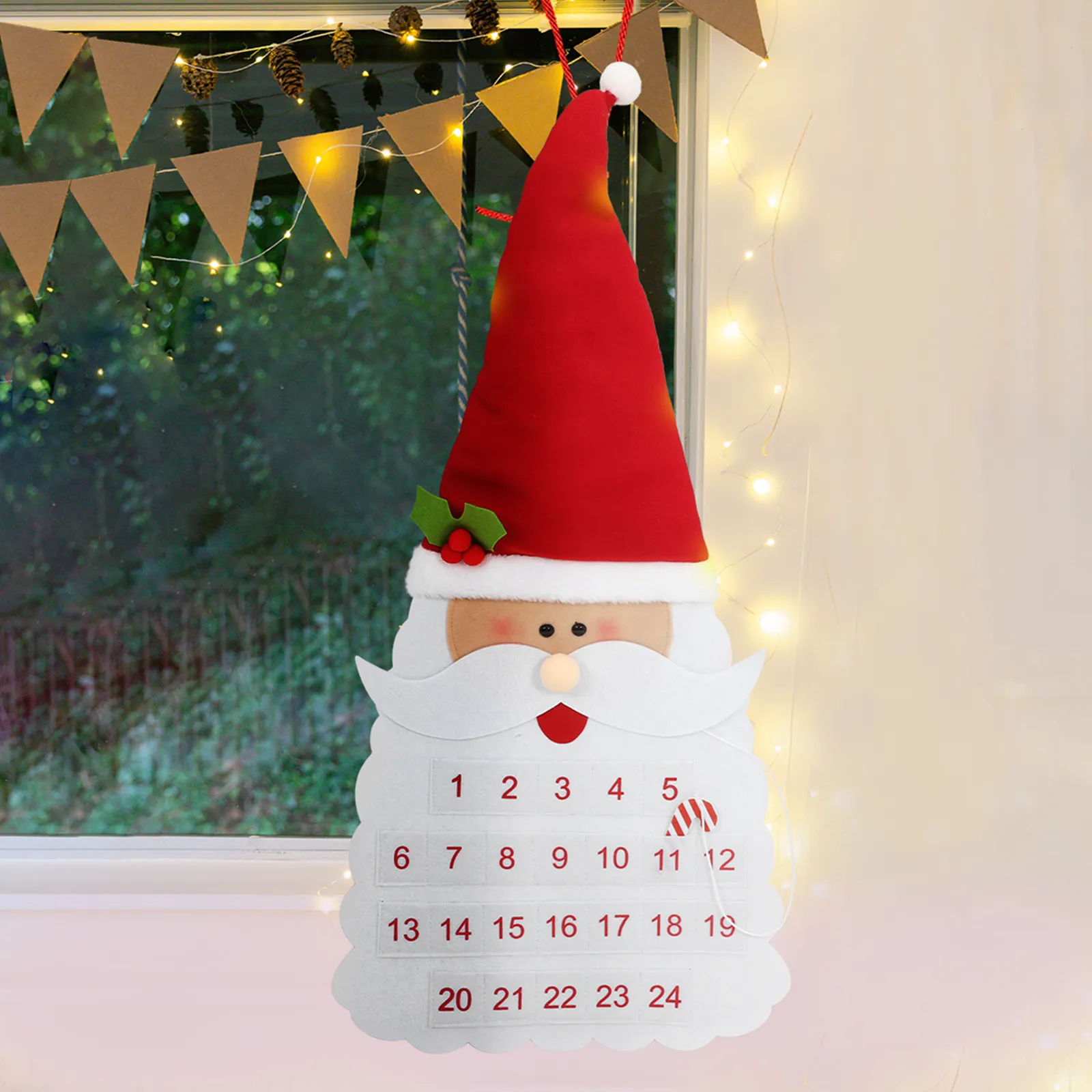 Santa Claus Themed 24-Pocket Felt Holiday Advent Calendar 2025 Hanging Wall Door Decoration Xmas Countdown Calendar for