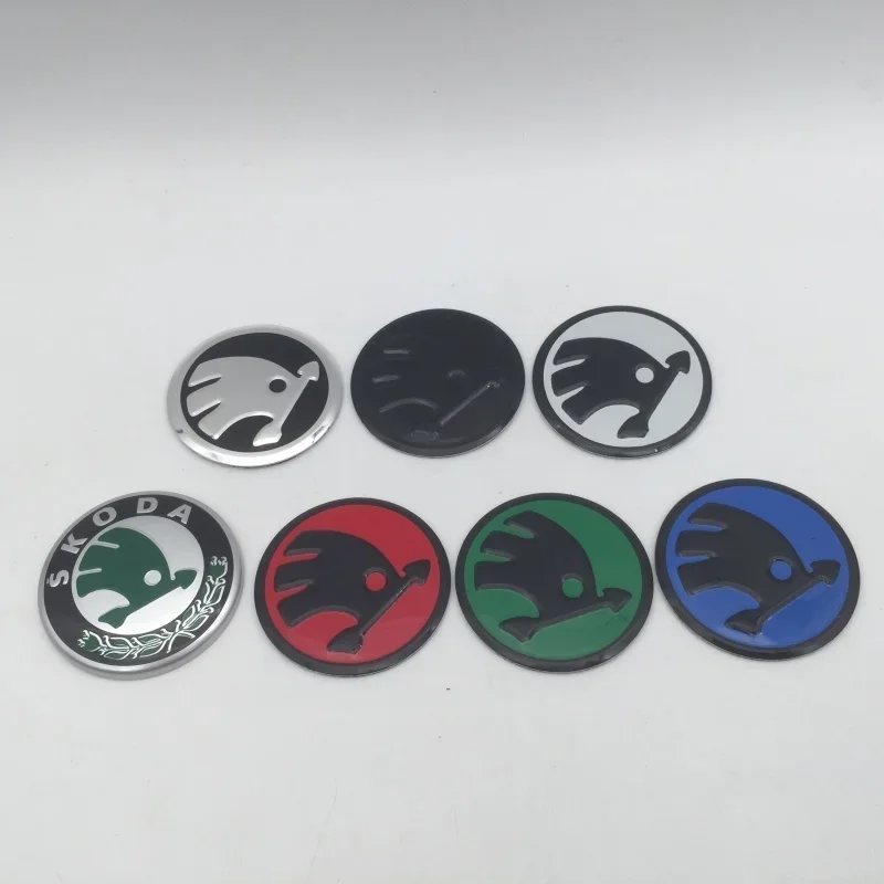 1pcs 3D 42mm 43mm car Emblem Steering Wheel Center Badge sticker Decal Styling Auto accessories For Skoda