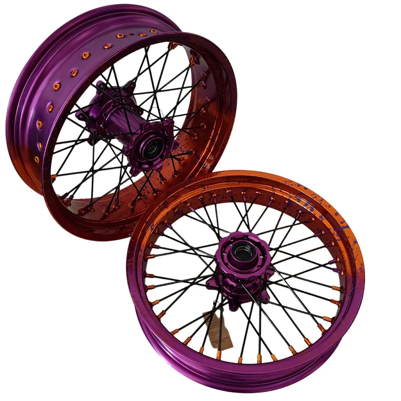 

Fit EXC BI COLOR RIM And SPLATTER 17 Wheel Set Superbike Supermotard Wheels