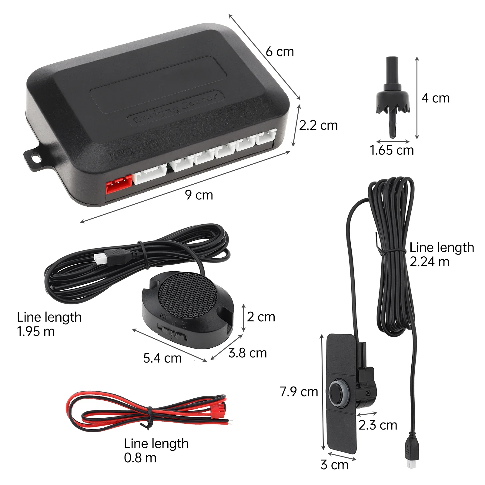 4 Parking Sensors 16.5mm Car Video Parking Sensor 12V Auto Reverse Backup Radar Assistance Original Flat Sensors with Wings