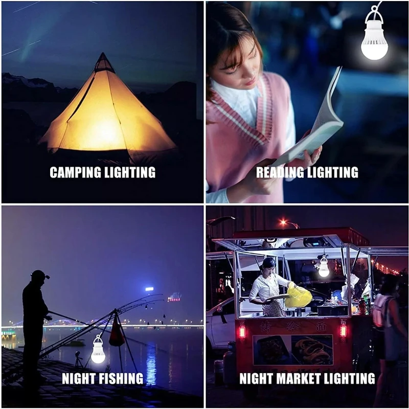 1/2PCS LED Portable Camping Lantern Outdoor Book Lamp USB Mini Bulb Birght Flashlight Power Bank Charging Reading Night Light