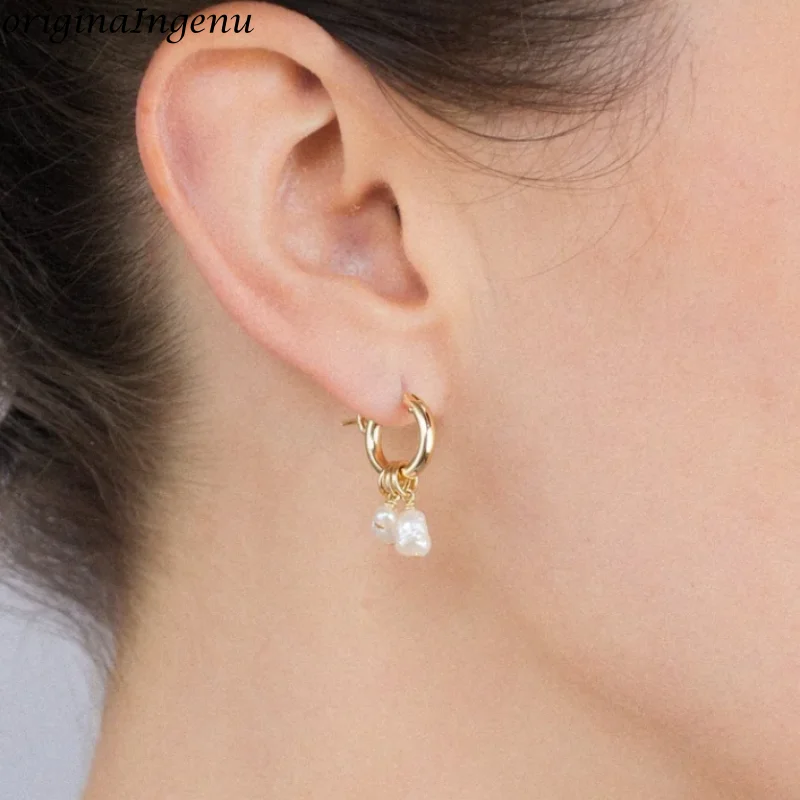 

Серьги-кольца с жемчугом из позолоченного золота 14K/серебра, роскошные ювелирные изделия, подарки для женщин, серебро 925 пробы, сертифицированные оригинальные украшения