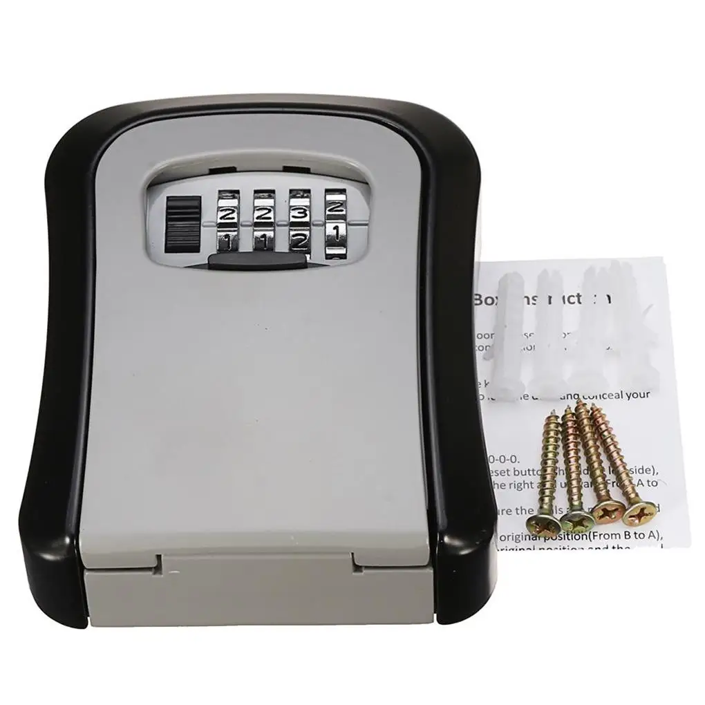 Wall Mount Lock Box Key Storage Lock Box with 4 Digit Combination Key Safe Box for Home Garage