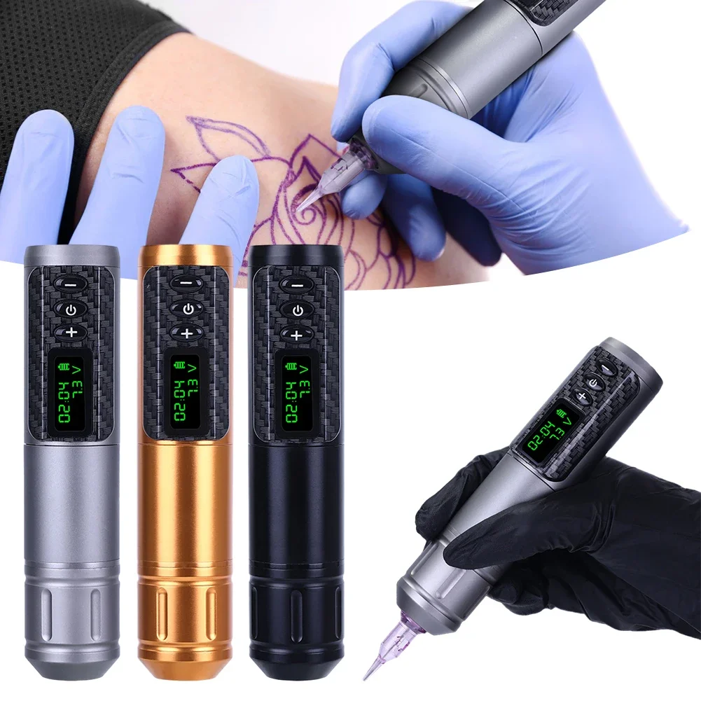 Professional Wireless Tattoo Machine Gun Pen Digital LED Display Wireless Tattoo Machine Pen Equipment for Body Tattoo Art