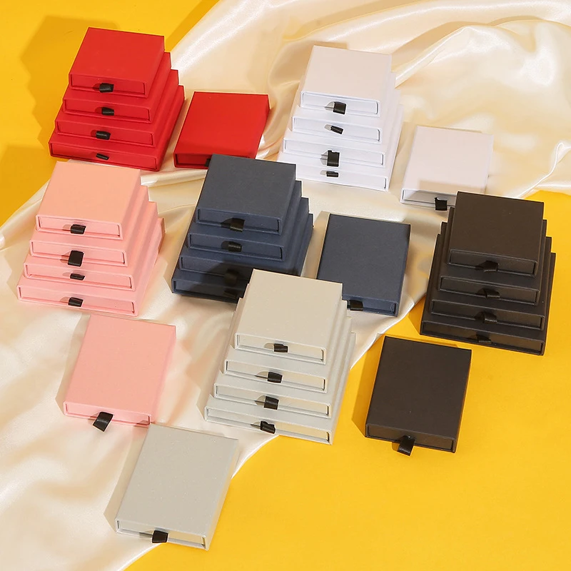 1 قطعة درج الورق الأسود سميكة كرافت صندوق تعبئة المجوهرات بطاقات المعايدة قلادة سوار هدية حزمة صناديق هدية حفلة