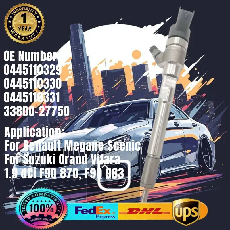 

33800-27750 0445110329 0445110330 0445110331 Common Rail Fuel Injector for Hyundai Santa Fe 2.2 D D-Engine VGT 2007-UP