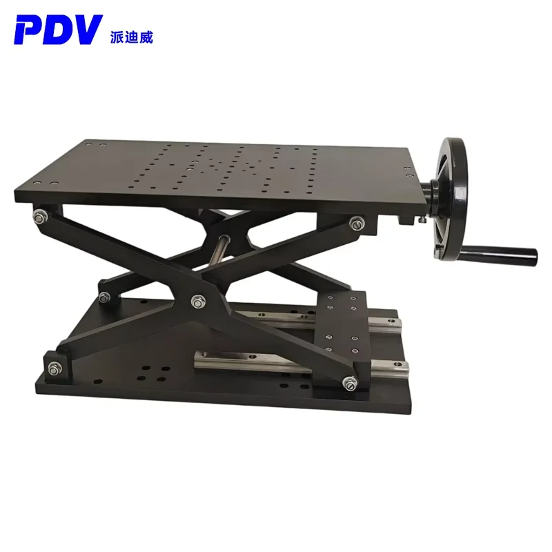 The PT-SD3000 manual scissor lift platform has a Z-axis capacity of 100 kilograms and a large stroke of 300MM