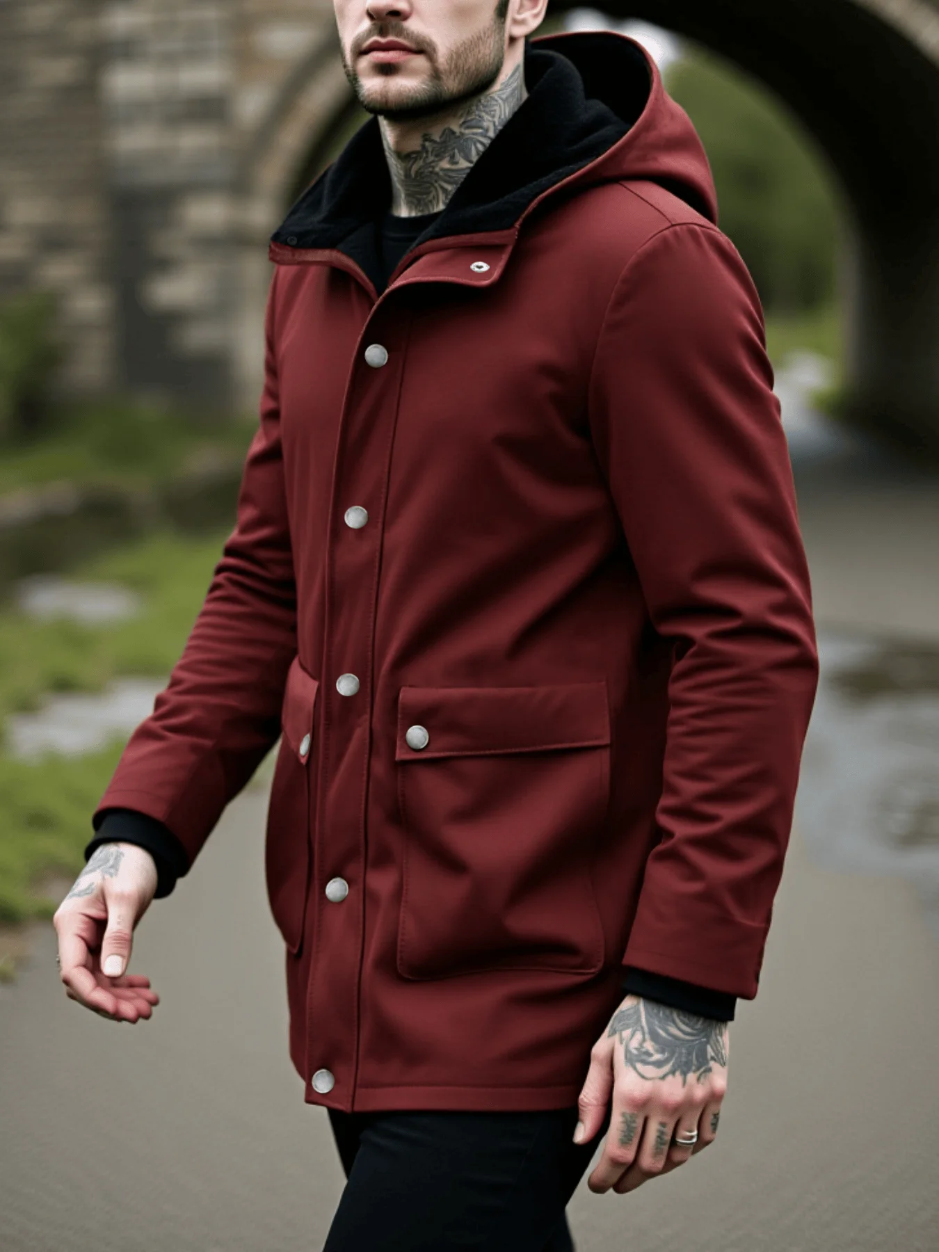 

New Hooded Men's Winter Cotton Coat Premium Faux Suede Padded Lined Zippered Closure Ultra Warm For Chilly Days Urban Style