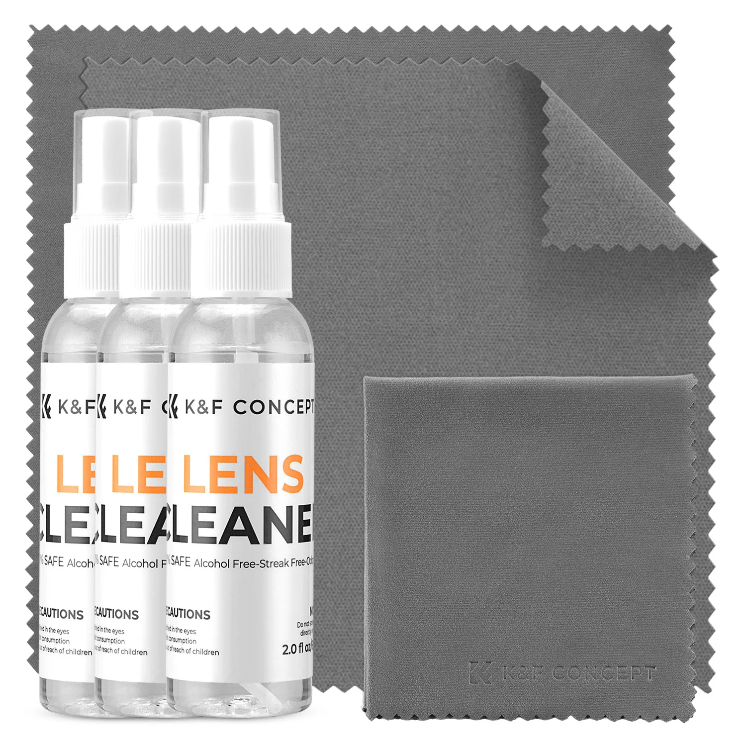 Zestawy do czyszczenia obiektywów aparatów fotograficznych K&F CONCEPT z 3*ściereczkami z mikrofibry + 3*60ML płynu do czyszczenia okularów, ekranów laptopów i telefonów — zdjęcie produktu 7