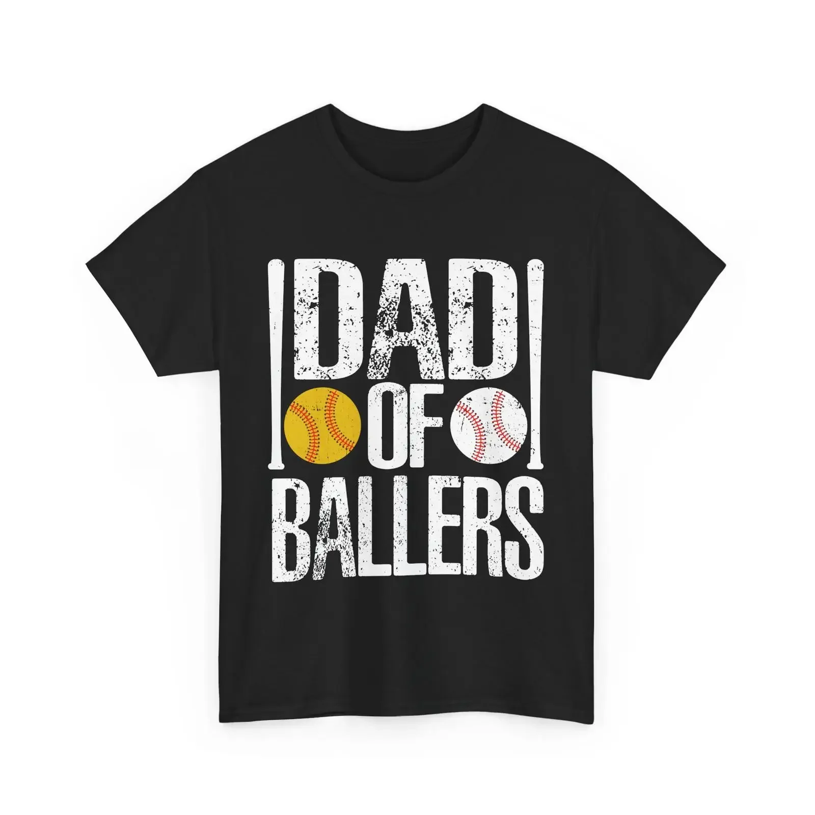 Dad of Ballers T Shirt Father's Day Baseball Softball Men Vintage vintage Washed Slightly fashion Versatile Breathable