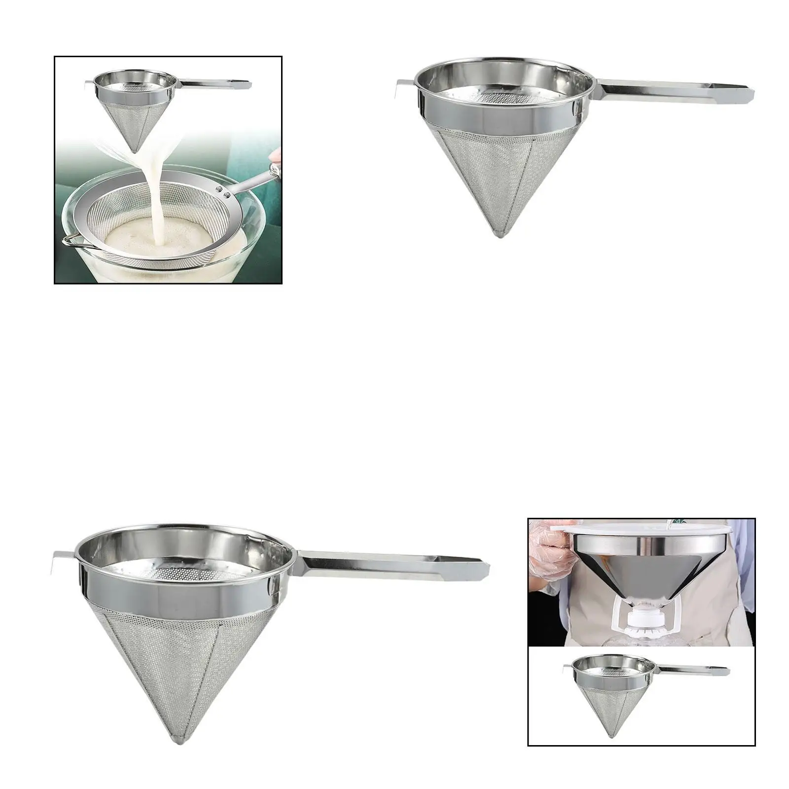 

China Cap Strainer Cone Separator for Smooth Soups, Purees, Stocks, Sauces Sieve Fine Mesh Funnel L Hook for Pot Stability