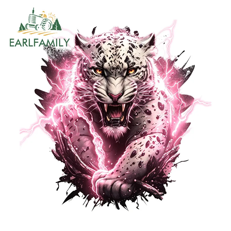 EARLFAMILY Lightning Tiger Car Stickers Electric Bicycle Helmet Suitcase Windshield Occlusion Scratch Decal Fashion Decoration
