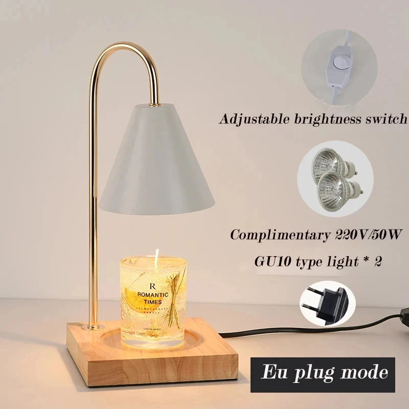 Led Table Light Bedside Wax Melt Lamps Stepless Dimming 220V-265V Wooden Base Candle Warmer Lamp 50W for BedroomDecor Lighting