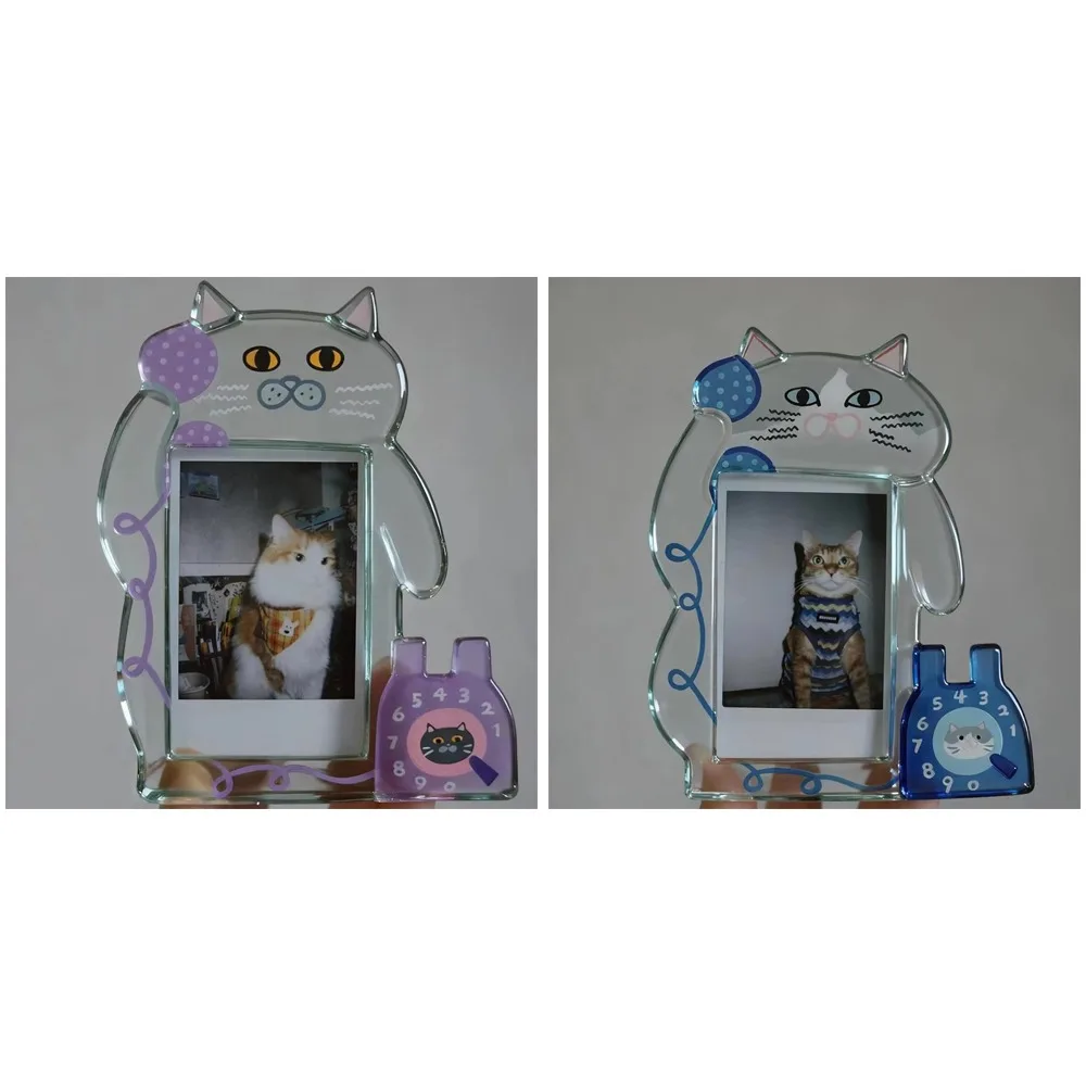Cute 3-Inch Acrylic Cat Photo Frame, Transparent Display