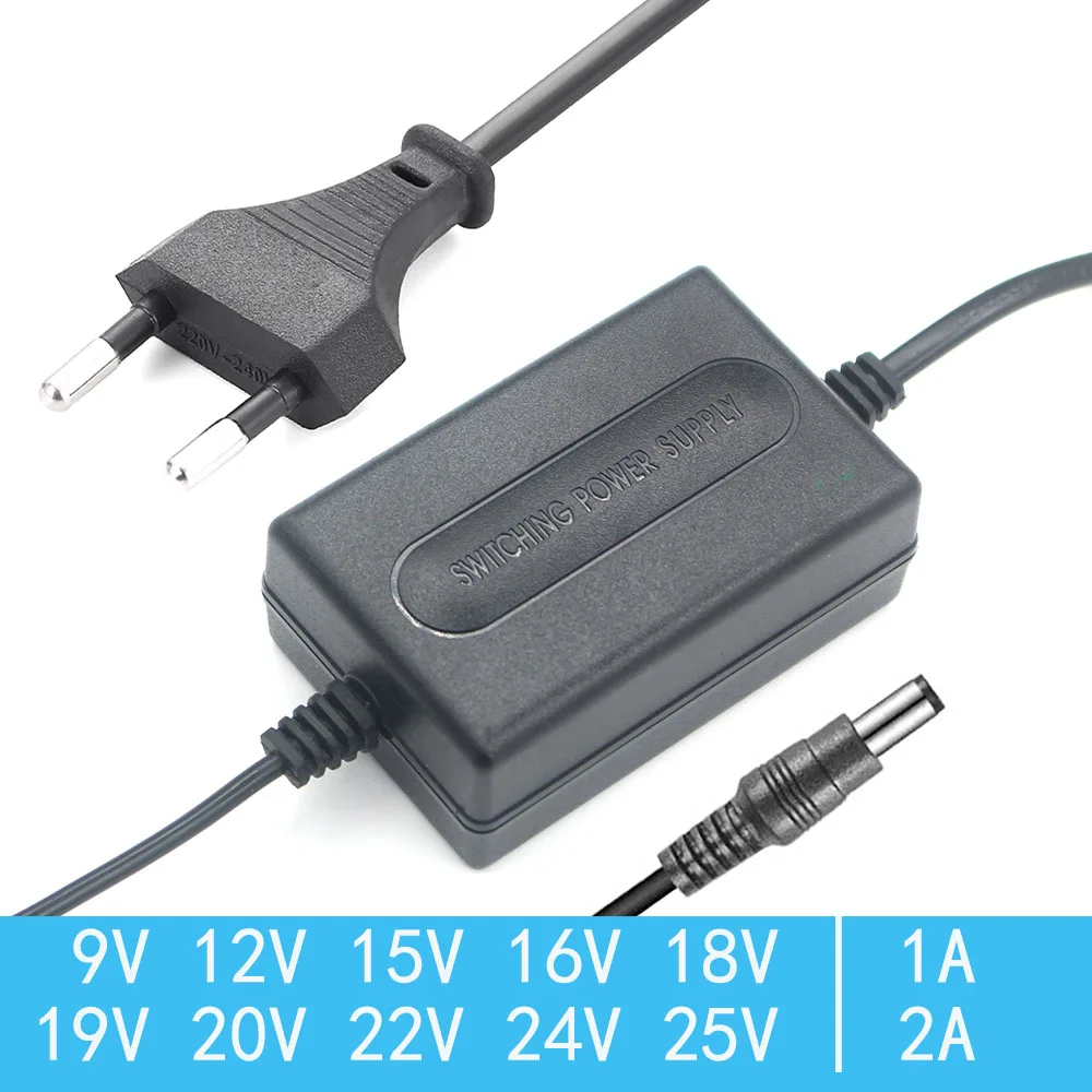 DC Power Supply 9V 12V 15V 16V 18V 19V 20V 22V 24V 25V 1A 1000MA 2A Robot Vacuum Cleaner Power Adapter Cord Charger