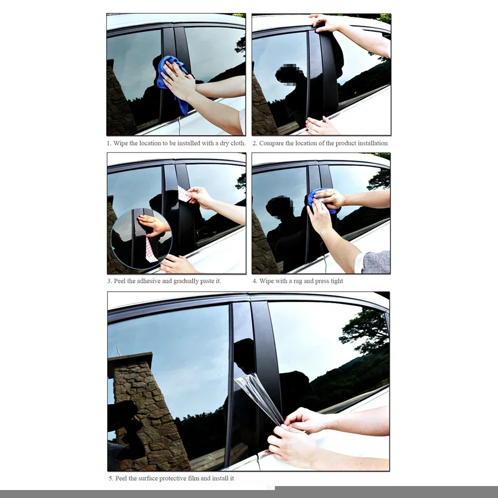 

CarHome 8pcs Black Car Center Pillar Sticker For Honda HRV HR-V 2016-2020 SIde Door Window Pillar Cover Trim NEW