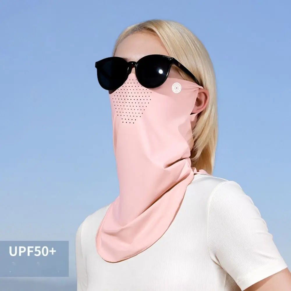 Solid Color Silk Mask Sun Proof Bib UV Protection Neck Wrap Cover Neck Wrap Cover Face Shield Sunscreen Face Scarf Women DIY