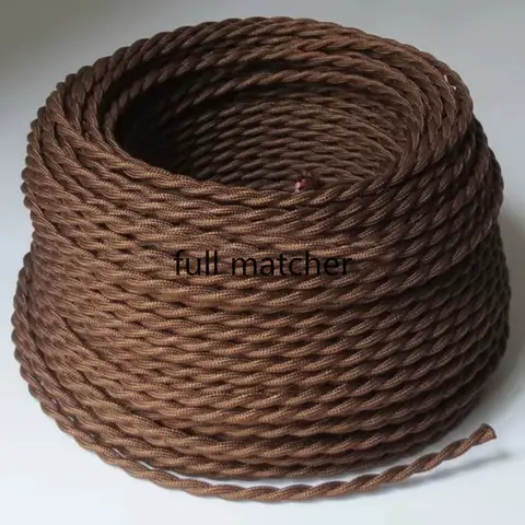 2*0.75mm Vintage Twisted Electrical Wire brown Textile Cable Edison Vintage Lamp Cord Braided Retro Pendant Light Lamp Wire