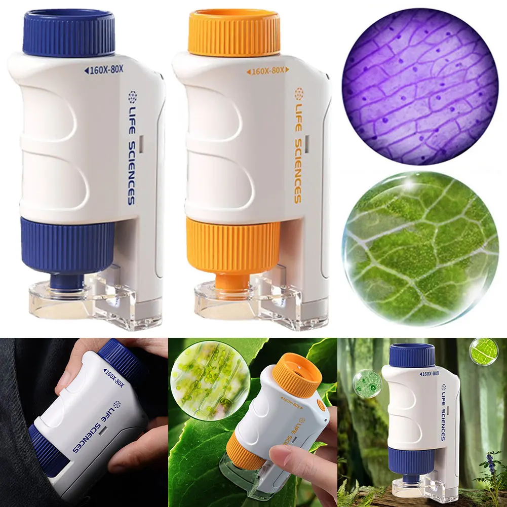 Kit microscopio portatile 60-120X Ragazzo Ragazza Esplorazione Regalo Microscopio tascabile Mini Labsters per esperimenti scientifici per esperimenti