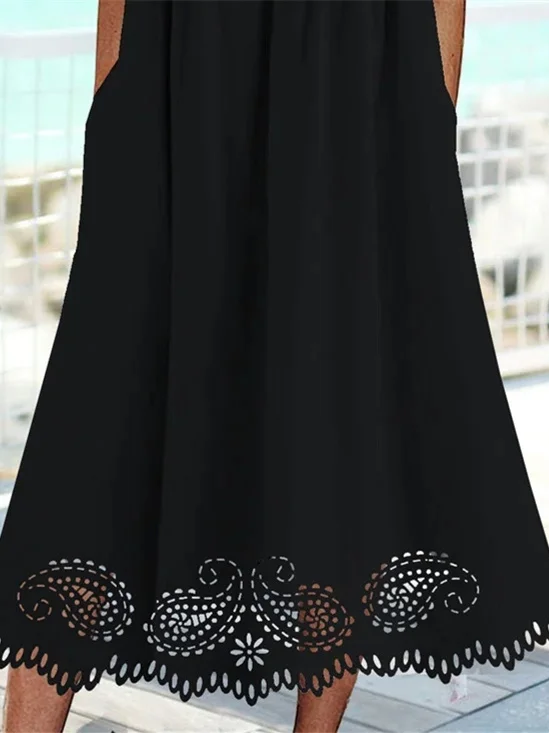 Nyfairy-vestido Midi ajustado de encaje negro para mujer, Media manga, cuello en V, talla grande, elástico, cómodo